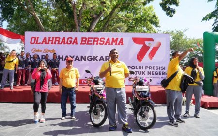 Dihadiri Pj Bupati, Gerak Jalan Santai dan Senam Berjalan Meriah di HUT Bhayangkara ke-77