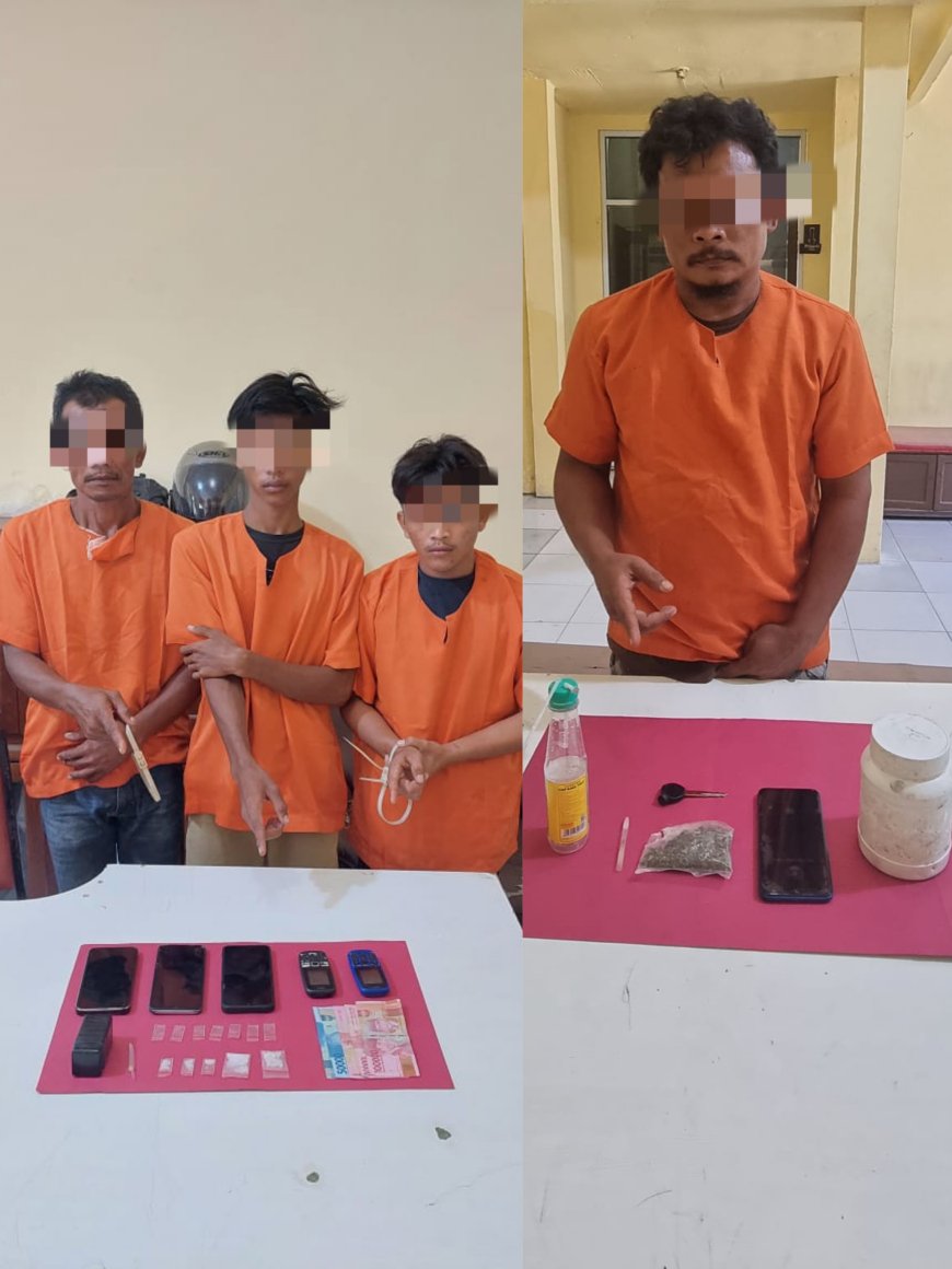 Terlibat Narkoba, Empat Warga Kijang Makmur di Tangkap Polsek Tapung Hilir