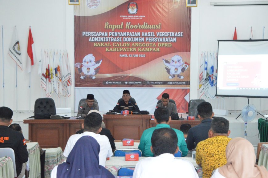 KPU Kampar Rakor Tekait Verifikasi Dokumen Persyaratan Balon Anggota DPRD
