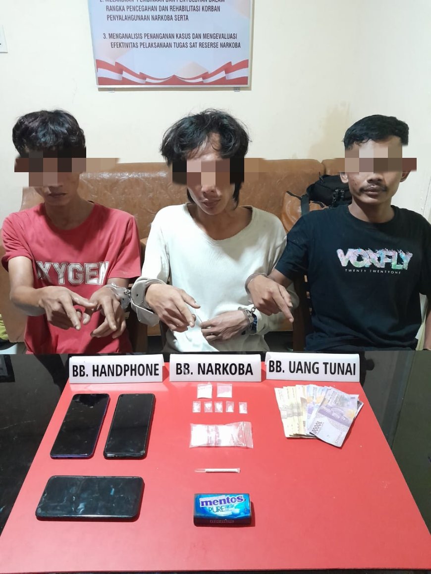 Tiga Pelaku Narkoba Diringkus Satnarkoba Polres Kampar