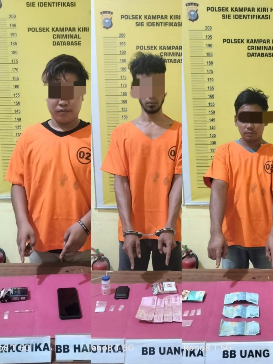 Meresahkan, Polsek Kampar Kiri Hilir Tangkap 3 Pelaku Narkoba