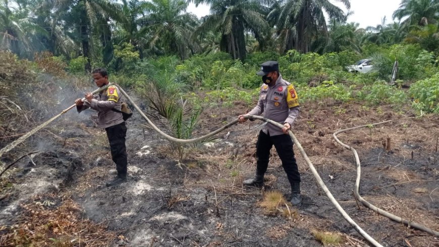 Lagi, Polsek Tambang Berjibaku Memadam Api di Lahan Gambut
