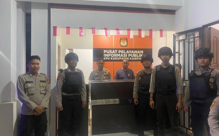 Jelang Pemilu, Personel Samapta Polres Kampar Rutin Patroli Kantor KPU dan Bawaslu Kampar
