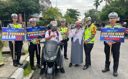 Satlantas Polres Kampar Laksanakan Program Bulan Tertib Helm