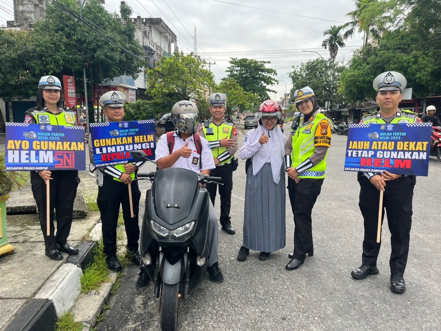 Satlantas Polres Kampar Laksanakan Program Bulan Tertib Helm