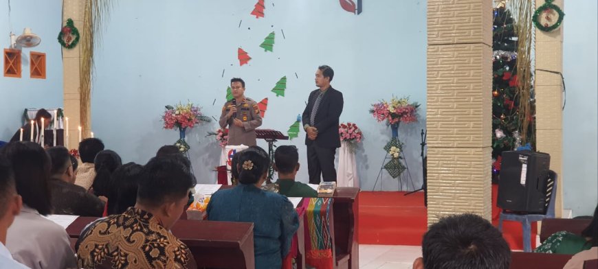 Kapolsek Perhentian Raja Kontrol Pengamananan Natal dan Cooling System Pemilu Damai