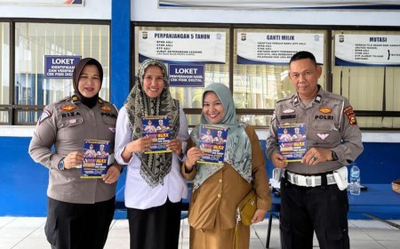 Cooling System Ditlantas Polda Riau pada Pelayanan Cek fisik Ajak Masyarakat Wujudkan Pemilu Damai
