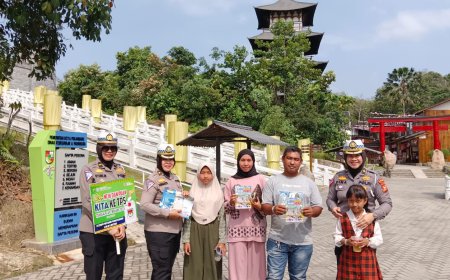 Manfaatkan Libur Panjang, Ditlantas Polda Riau sampaikan pesan Pemilu Damai 2024 di Lokasi Wisata