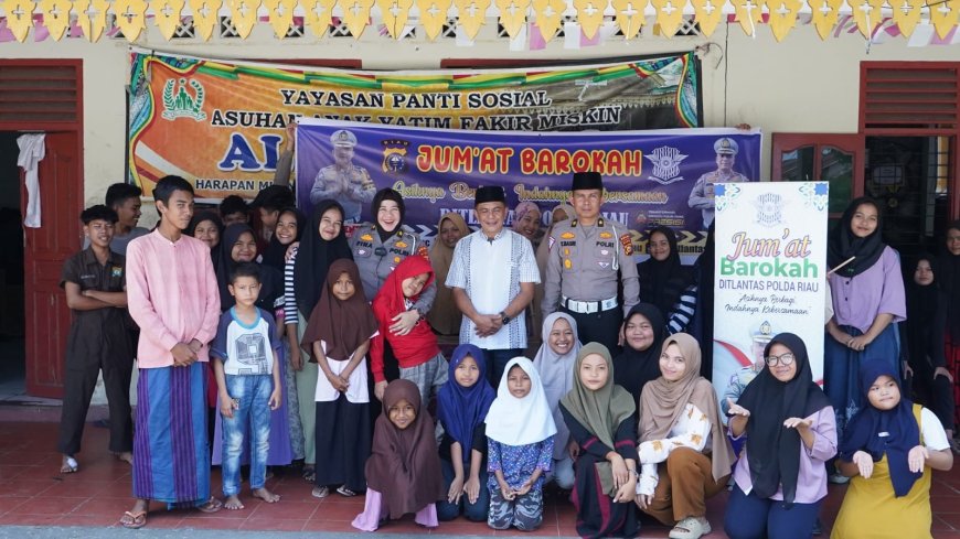 Pesan Pemilu Damai Ditlantas Polda Riau Ke Panti Asuhan Al - Istiqlal Pekanbaru
