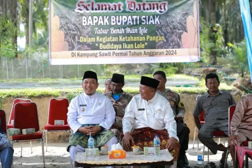 Wabup Siak Husni Merza Sebar Bibit Lele Untuk 25 Kolam Di Kampung Sawit Permai