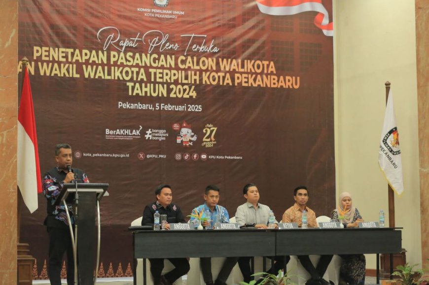 KPU Tetapkan Calon Walikota dan Wakil Walikota Pekanbaru Terpilih 2024