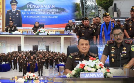 JAMWAS Kejagung Disambut Dengan Tarian Tarian Adat Lenso Saat Kunjungan Inspeksi Pimpinan Di Kejati Maluku