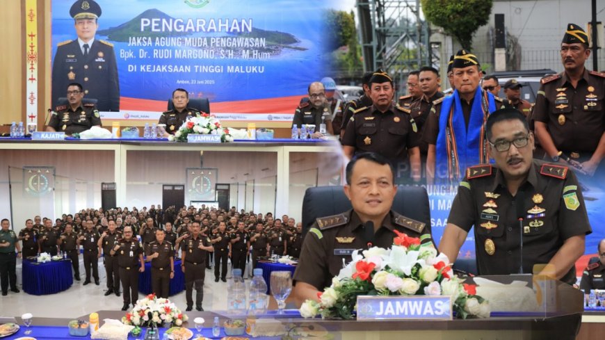 JAMWAS Kejagung Disambut Dengan Tarian Tarian Adat Lenso Saat Kunjungan Inspeksi Pimpinan Di Kejati Maluku