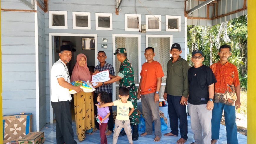 Kepenghuluan Bagan Punak Meranti Bantu Sembako Untuk Tiga Kepala Keluarga Korban Kebakaran