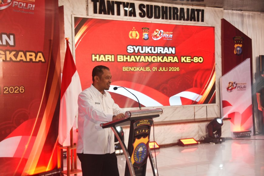 Wabup Bengkalis Hadiri Upacara Hari Bhayangkara Doakan Polri Makin Sukses